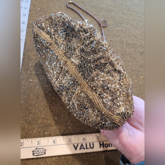 Vintage beaded purse, chain handle - Picture 3 of 11